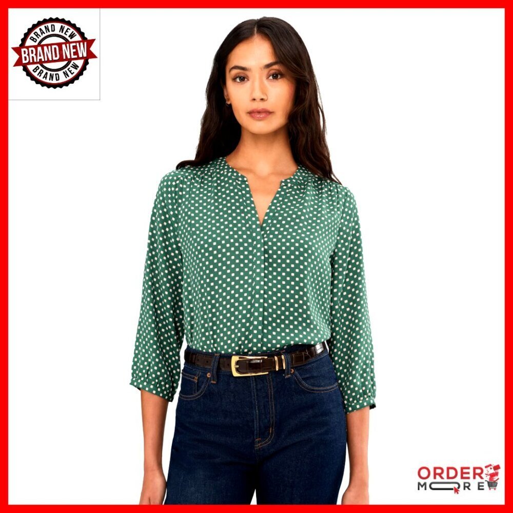 Button Down Blouse with Pintuck Detail and Concealed Front